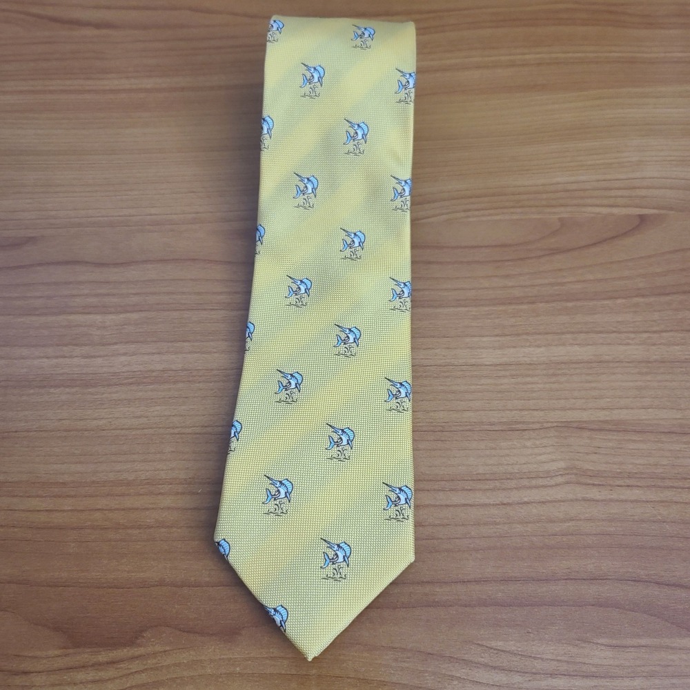 Tommy Bahama Yellow Marlin Silk Tie –‎ Men's Classic Neckwear